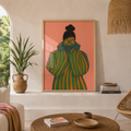 Cuadros Decorativo mujer con gafas verdes Ilustración de moda audaz