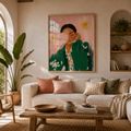 Cuadro Decorativo Ilustración Mujer Y Flores