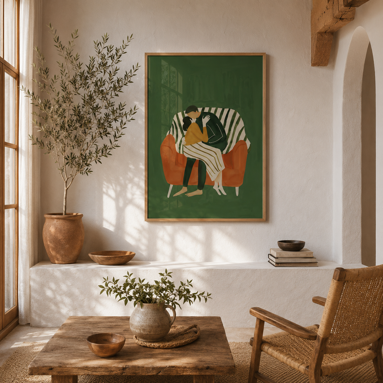 Cuadro Decorativo Ilustración Pareja Abrazada