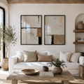 Set x2 Cuadro Decorativo Abstractos Beige