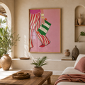Cuadros Decorativo Estampado de moda de mujer con rayas rojas