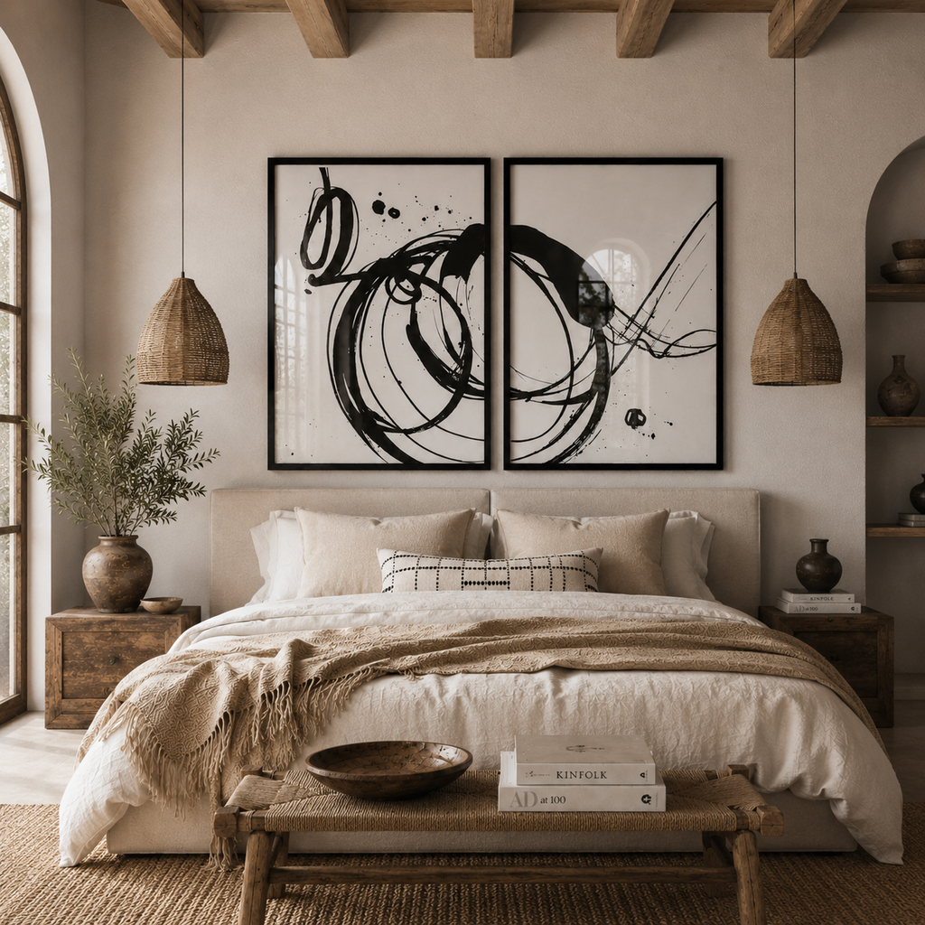 Set x2 Cuadros Decorativos, Arte Abstracto, Black