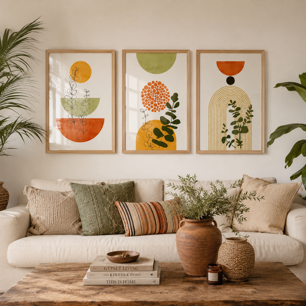 Set x3 Cuadros Decorativos Abstractos, Boho