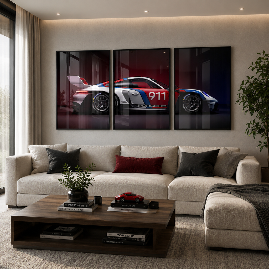 Set x3 Decorativo Porsche 911 GT3 R Auto Deportivo