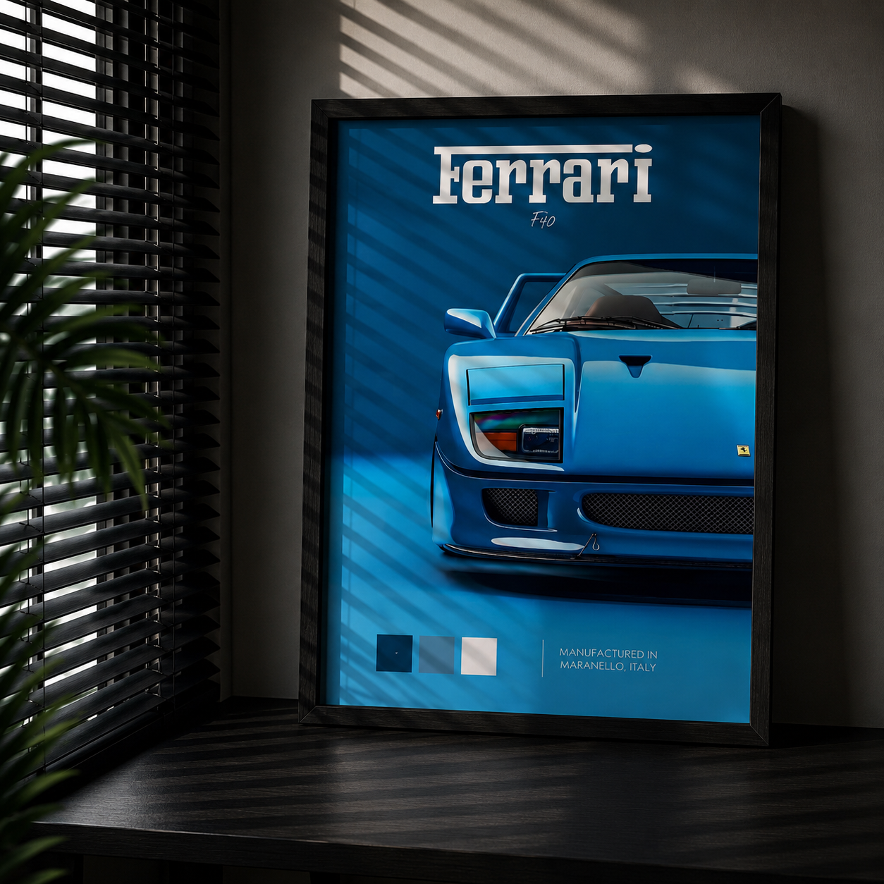 Cuadro Deportivo Ferrari F40 Azul