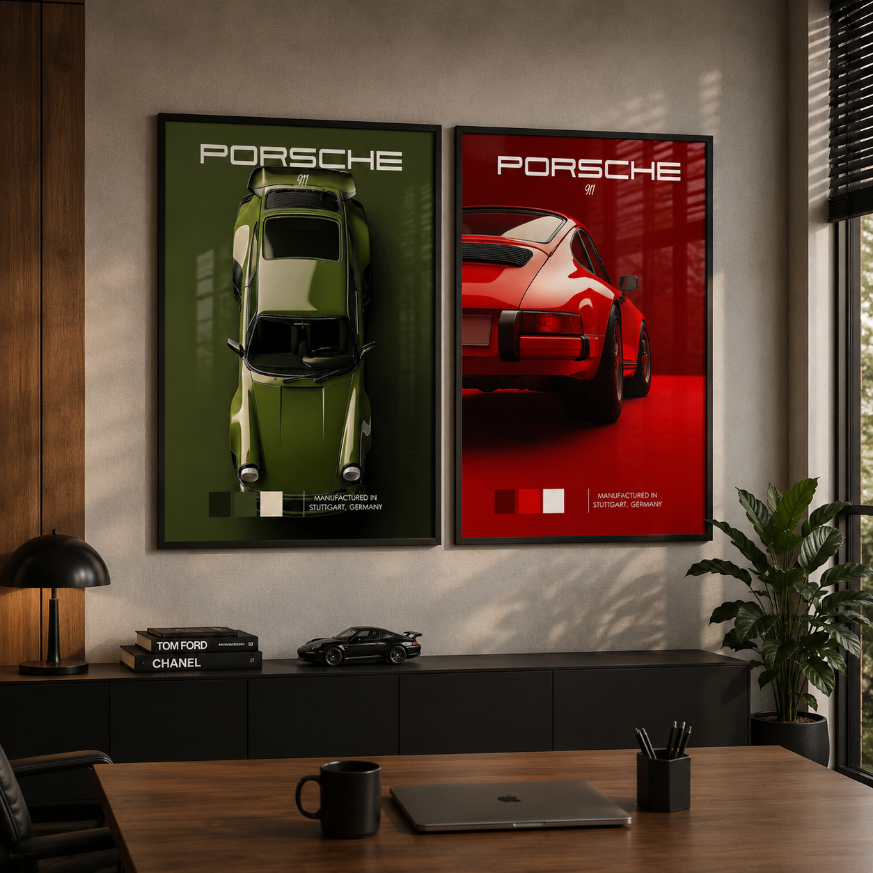 Set x2 Cuadros Poster Autos Depotivos Rojo y Verde
