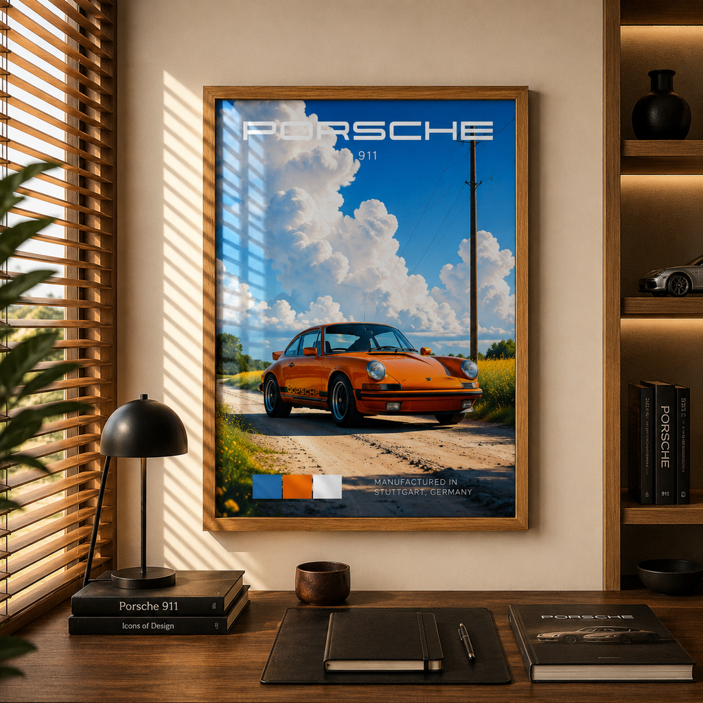 Cuadro Deportivo Porsche 911 Naranja