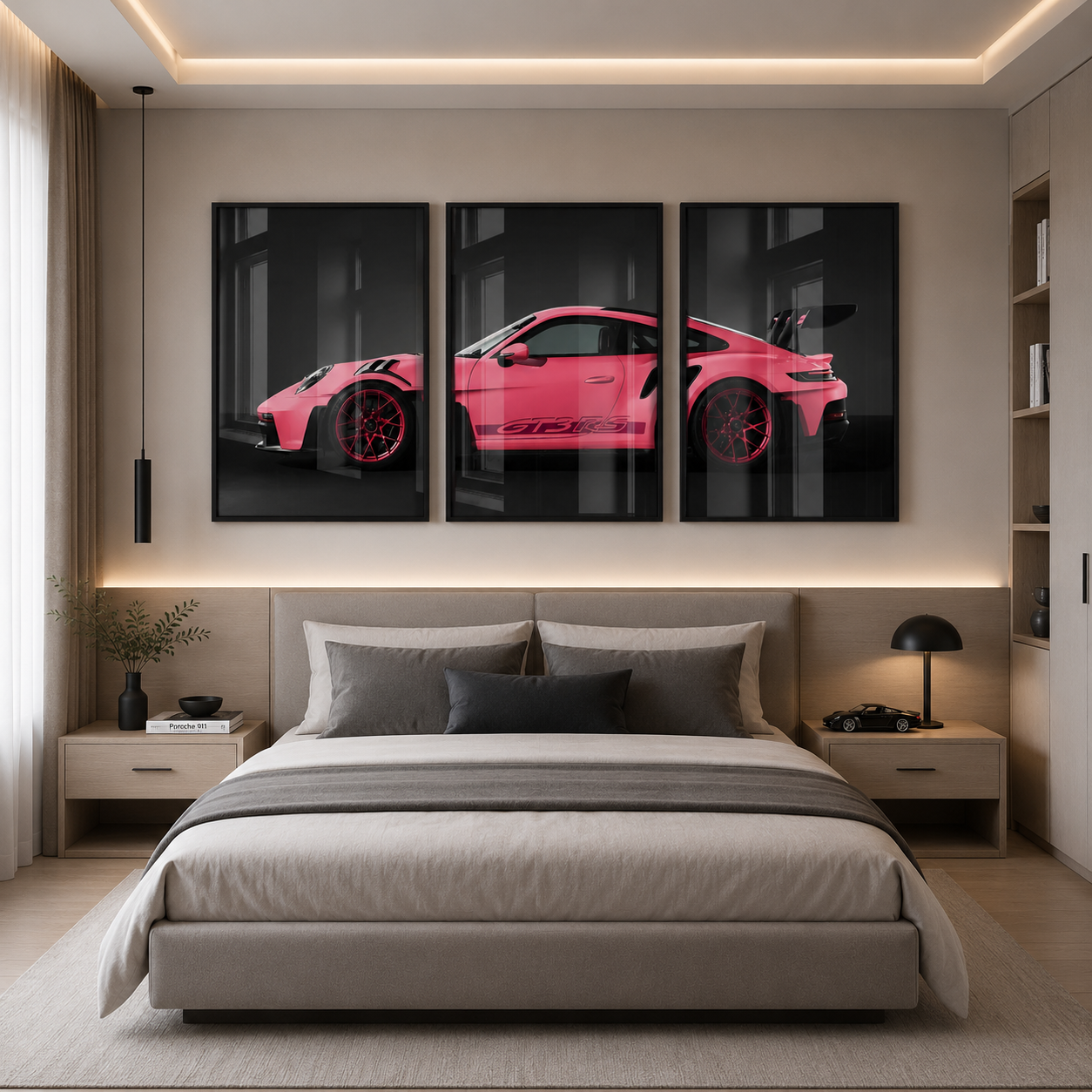 Set x3 Decorativo Rosa del Porsche 911 GT3RS