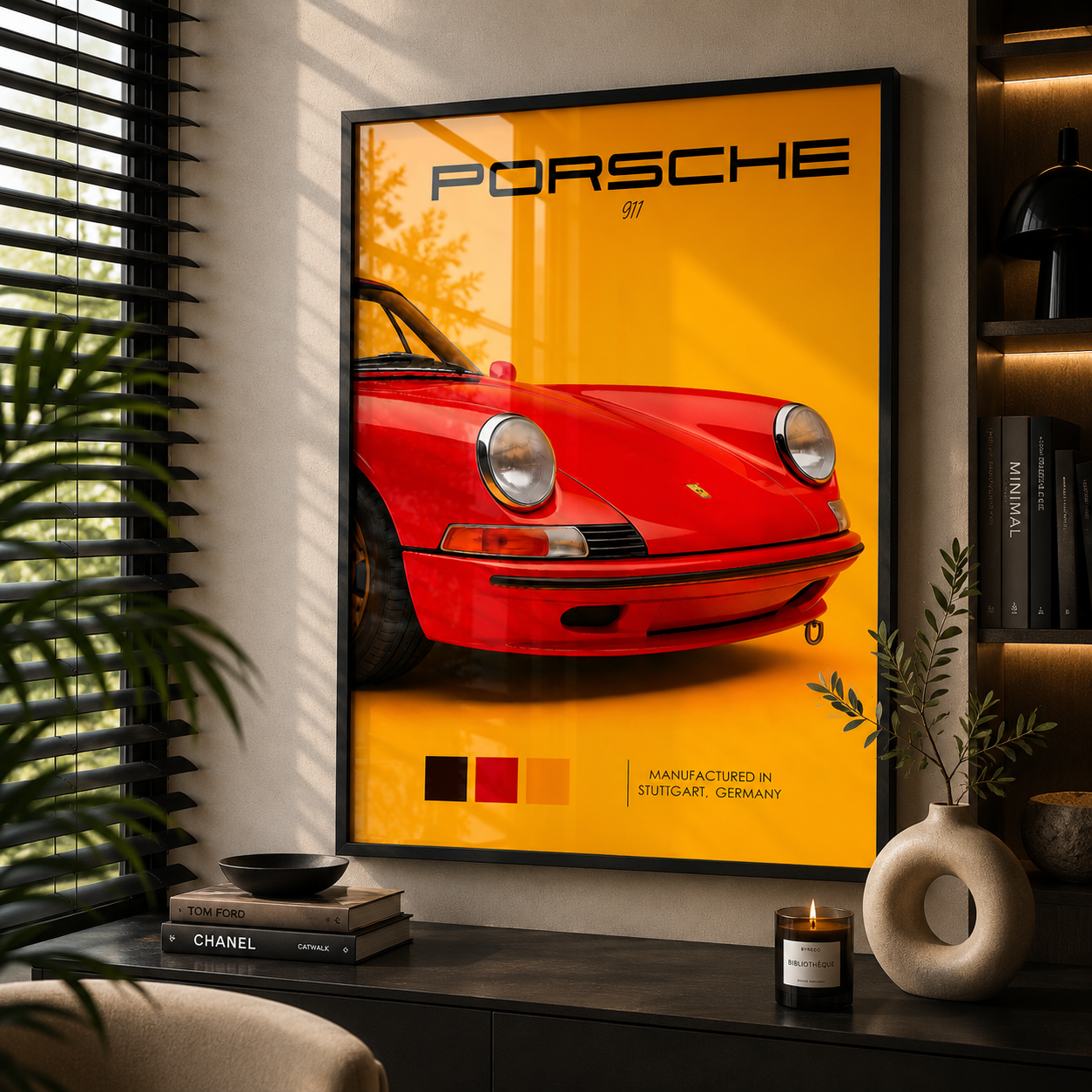 Cuadro Deportivo Porsche Amarillo y Rojo