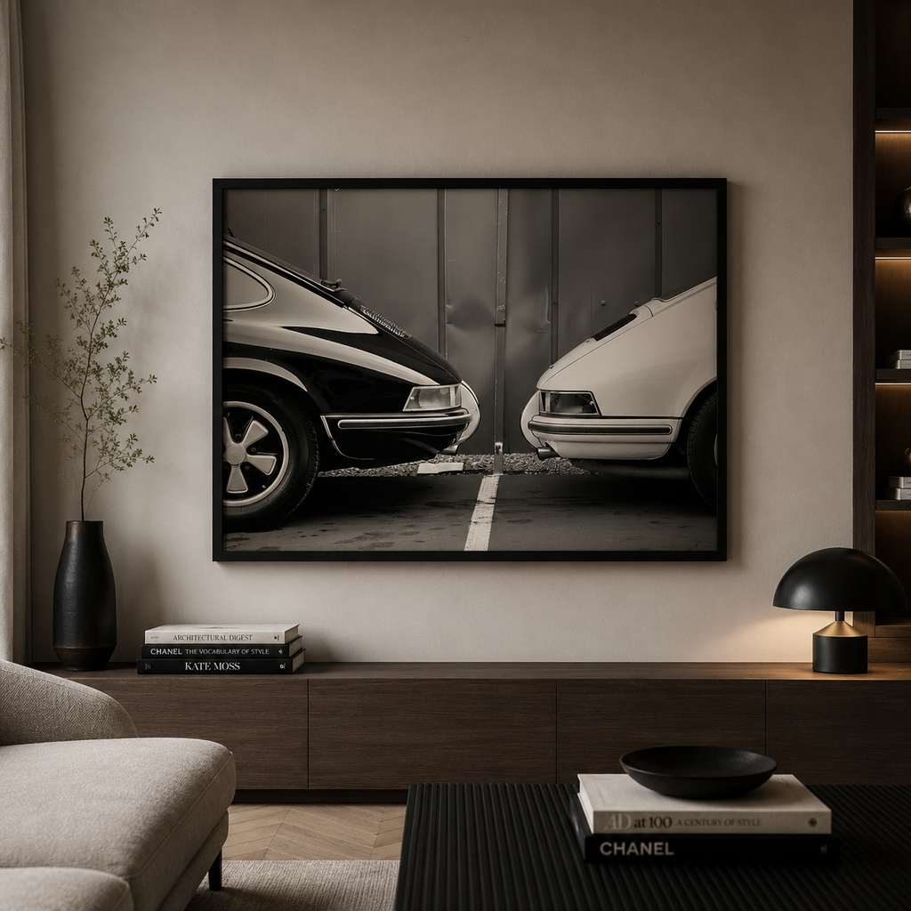 Cuadro Decorativo Coche retro en blanco y negro 911