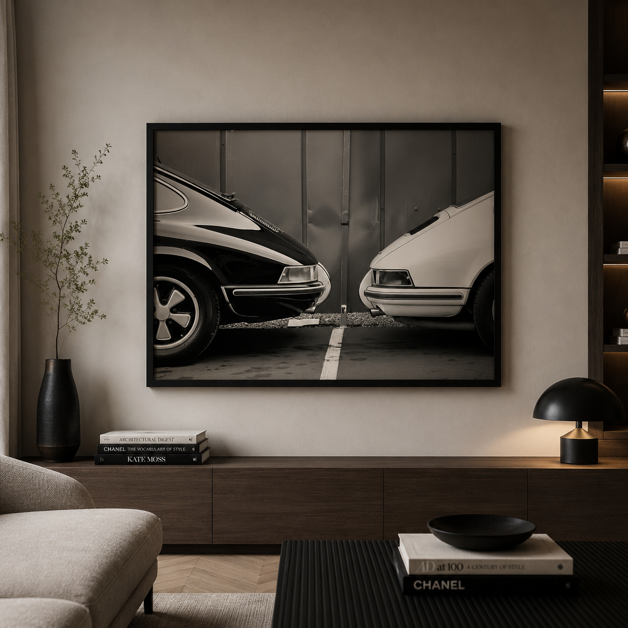 Cuadro Decorativo Coche retro en blanco y negro 911