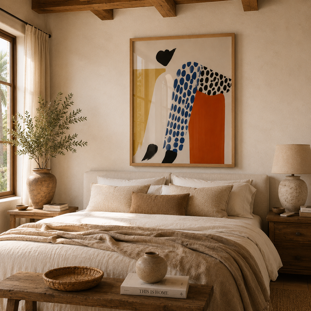 Cuadro Decorativo Ilustración Mujer Sentada Puntillismo