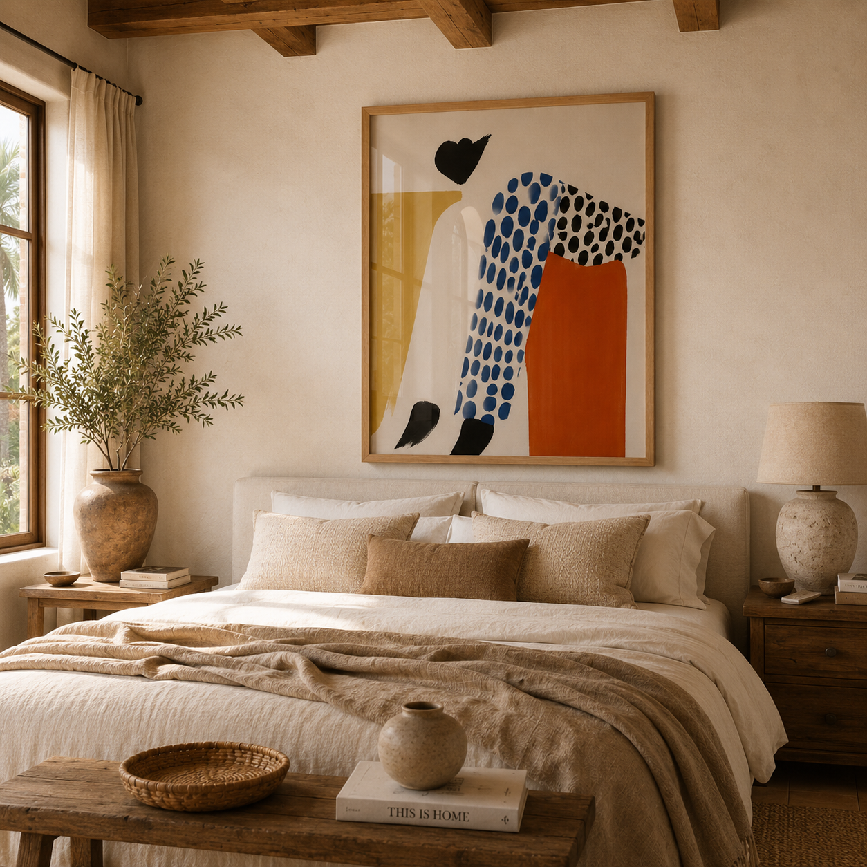 Cuadro Decorativo Ilustración Mujer Sentada Puntillismo