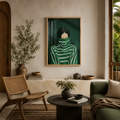 Cuadro Decorativo Ilustración Mujer Buzo Verde Rayado
