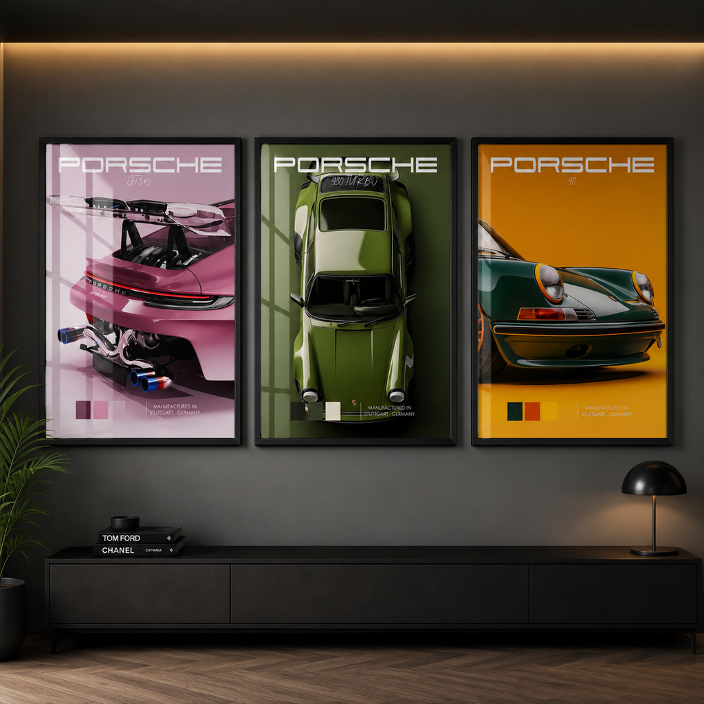 Set x3 Cuadros Decorativos coches deportivos