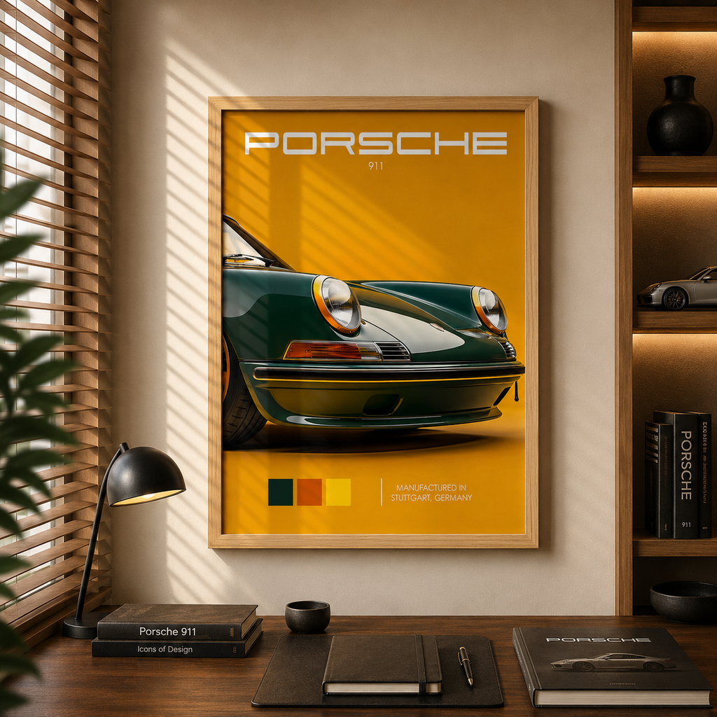 Cuadro Deportivo Porsche Verde y Amarillo
