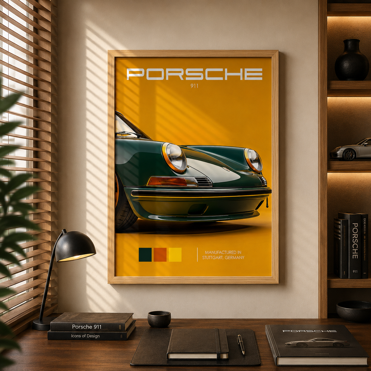 Cuadro Deportivo Porsche Verde y Amarillo