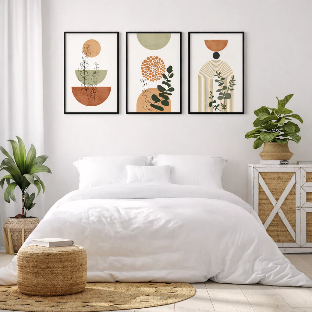 Set x3 Cuadros Decorativos Abstractos, Boho
