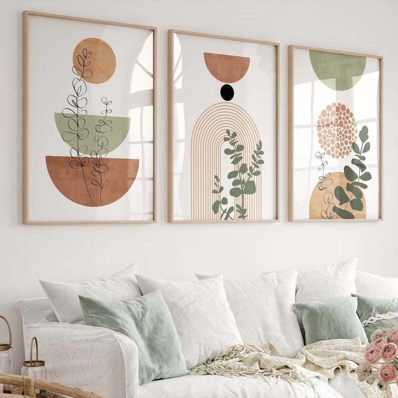 Set x3 Cuadros Decorativos Abstractos, Boho